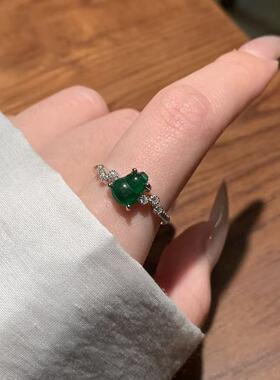 s925银阳绿翡翠葫芦女戒