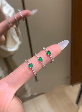 天然翡翠蛋面戒指小清新设计款