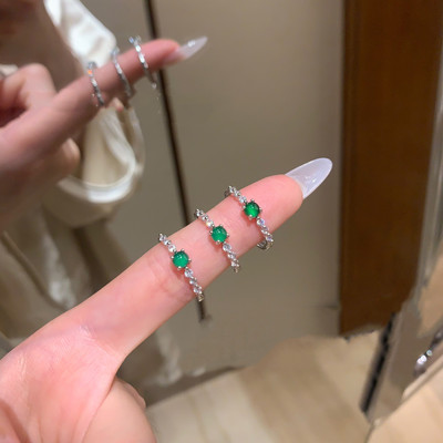 天然翡翠蛋面戒指小清新设计款