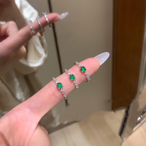 天然翡翠蛋面戒指小清新设计款