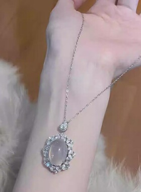 高冰玉髓银项链玛瑙翡翠挂件