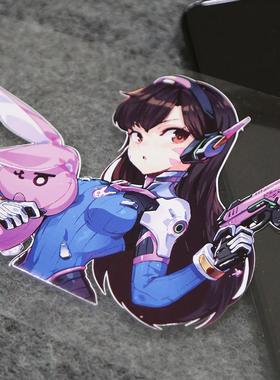 新品kook守望先锋游戏车贴 暴雪DVA卡通动漫划痕遮挡装饰汽车贴纸