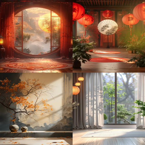 2025高颜值立体壁纸拍照道具3D背景布古风现代直播背景墙直播间