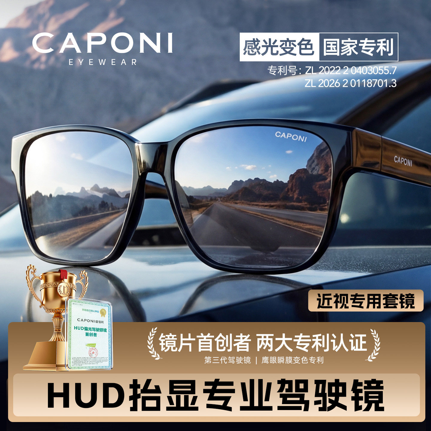 CAPONI开车专用抬显套镜墨镜图片
