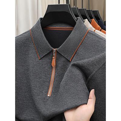 2025新款羊毛衫男秋冬新款翻领拉炼针织衫薄款毛衣打底POLO衫