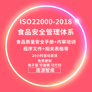 ISO22000食品安全管理体系认证全套文件培训资料2018人事生产检验
