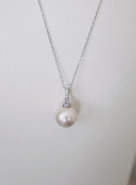 澳白淡水简约奶嘴款珍珠吊坠超大爱迪生极光925银 店长推荐