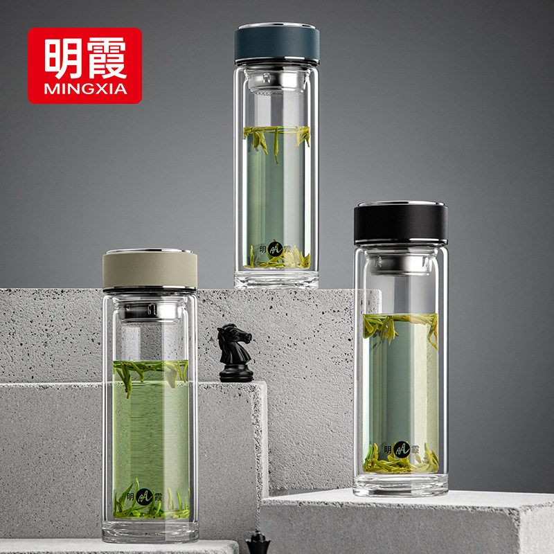 双层玻璃杯加厚耐高温大容量家用泡茶水分离商务办公水杯子高档男