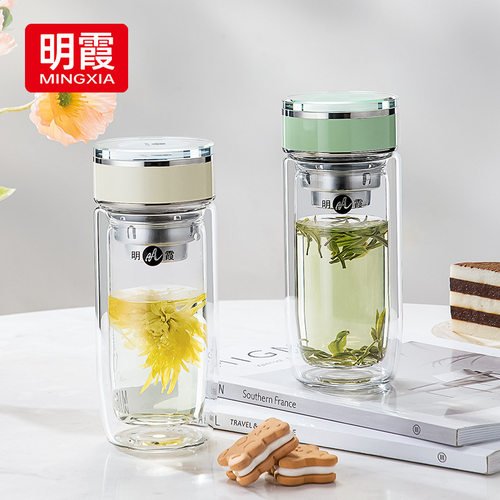 双层水杯明霞隔热防烫高硼硅加厚