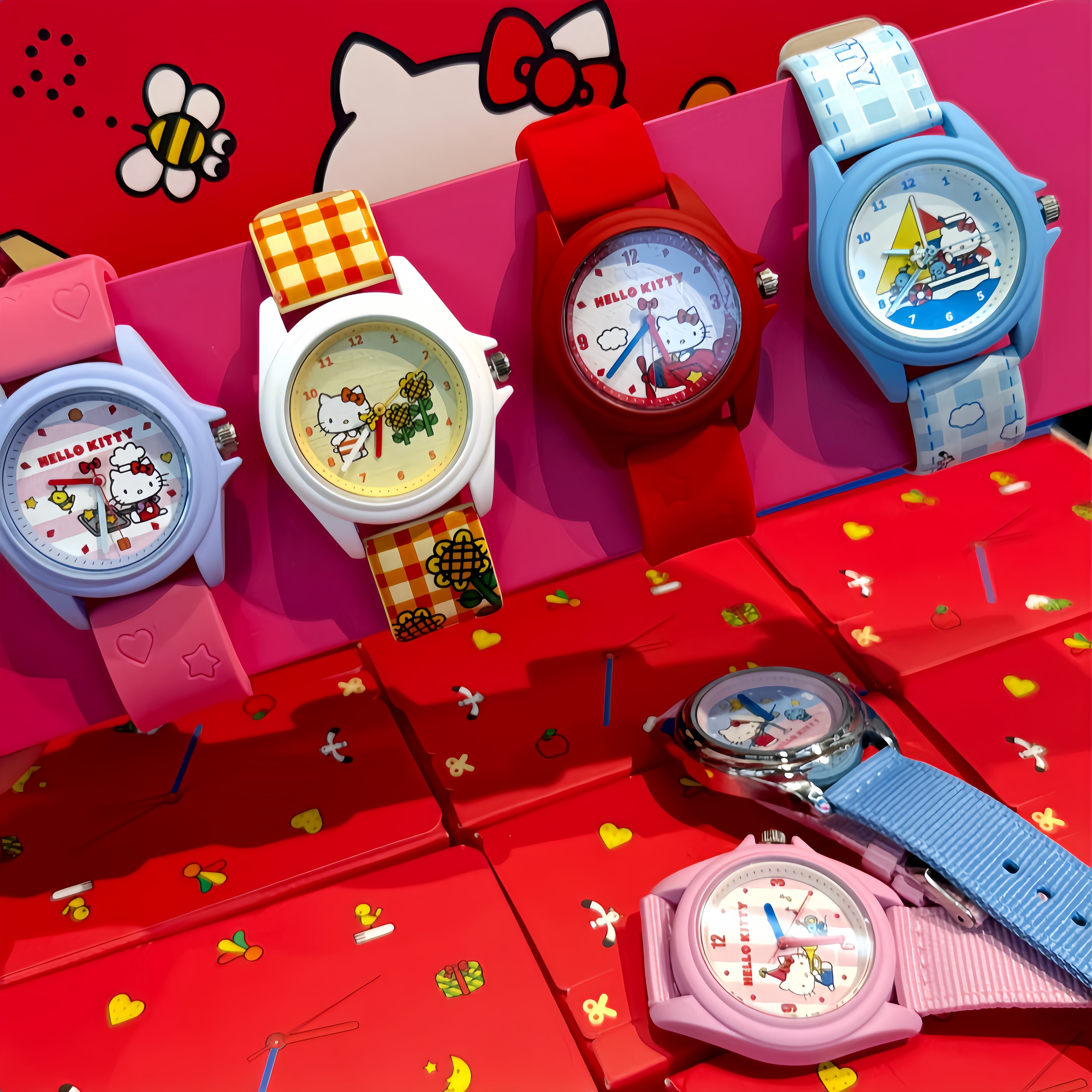 正版萌趣三丽鸥hellokitty童趣时光系列盲盒手表KT猫手表生日礼物