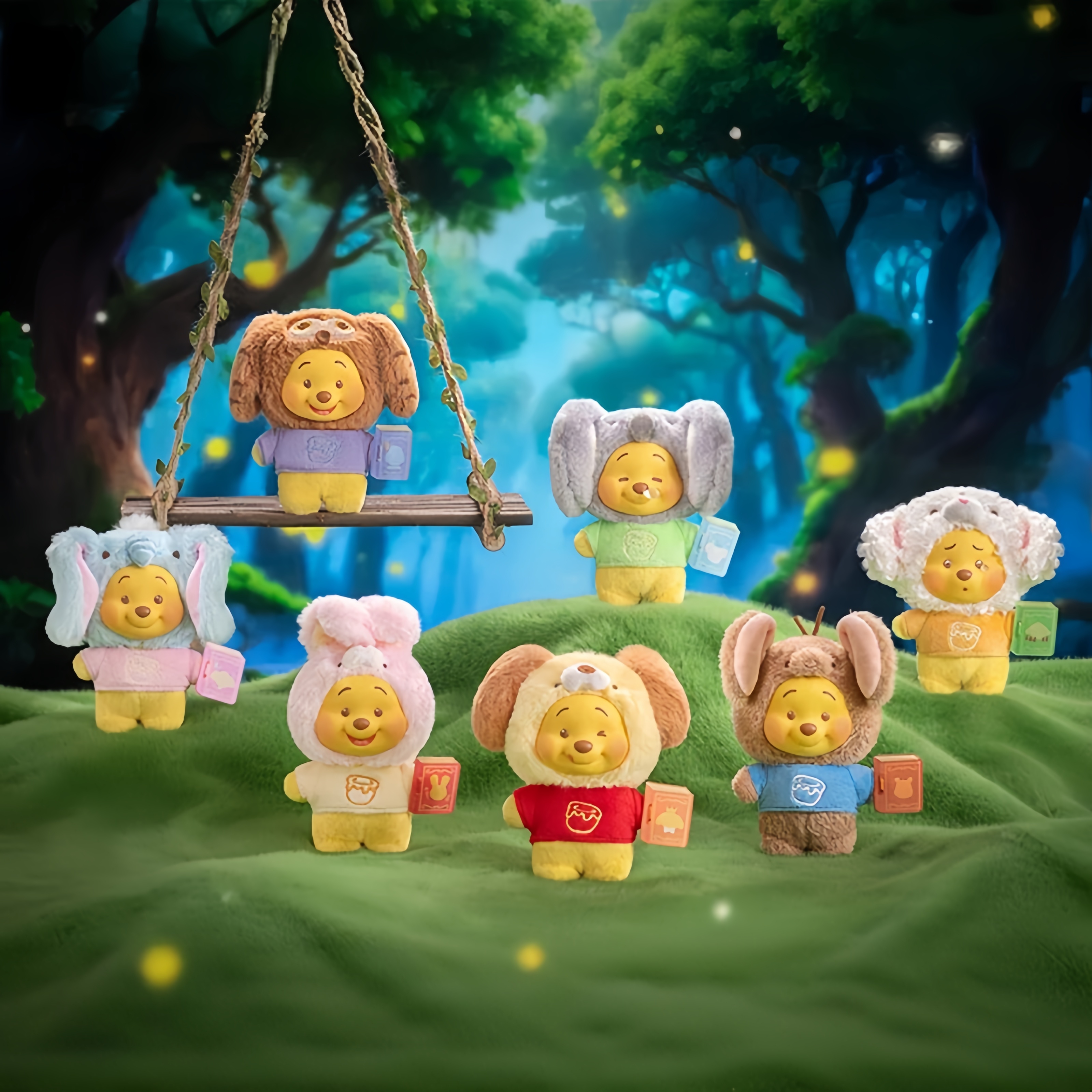 正版TOPTOY小熊维尼动物童话书盲盒毛绒搪胶挂件公仔手办礼物摆件