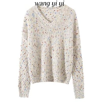 100%山羊绒V领慵懒风女羊绒衫