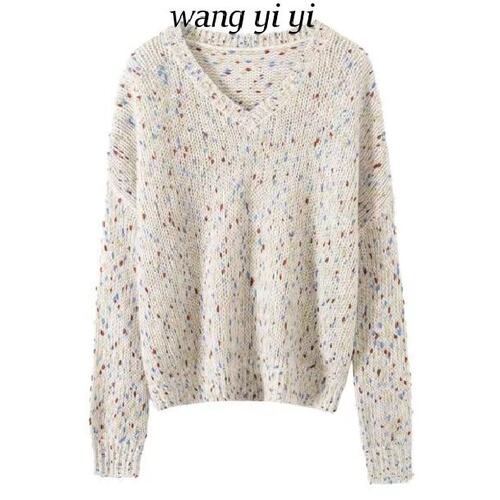 100%山羊绒V领慵懒风女羊绒衫