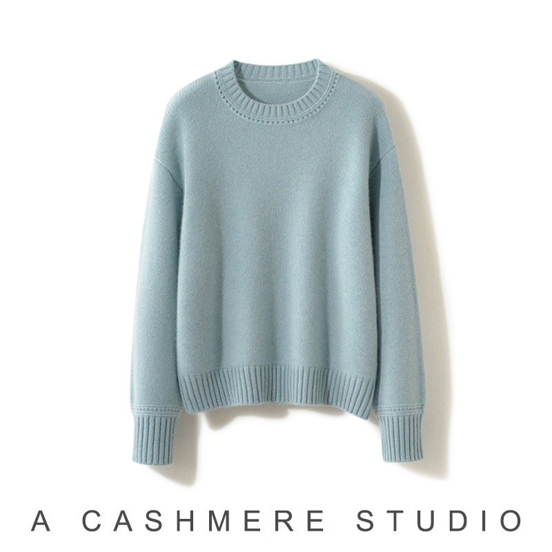 L*P大牌同款镂空五星圆领100羊绒4股加厚康A纱线5针