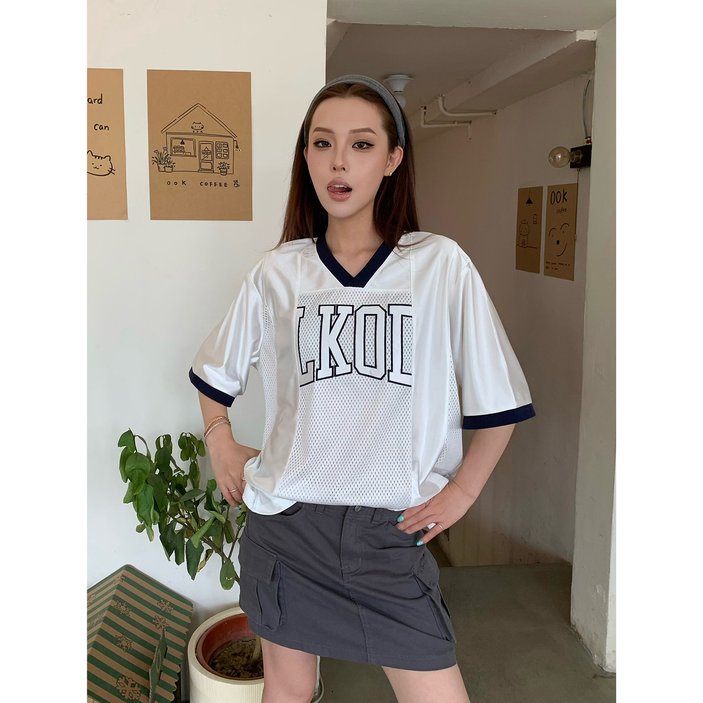 LKOD新款网眼速干橄榄球T恤女