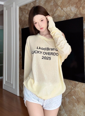 LK STORE LKOD2025新款罩衫T恤打底衫潮牌tee做旧字母印花打底衫