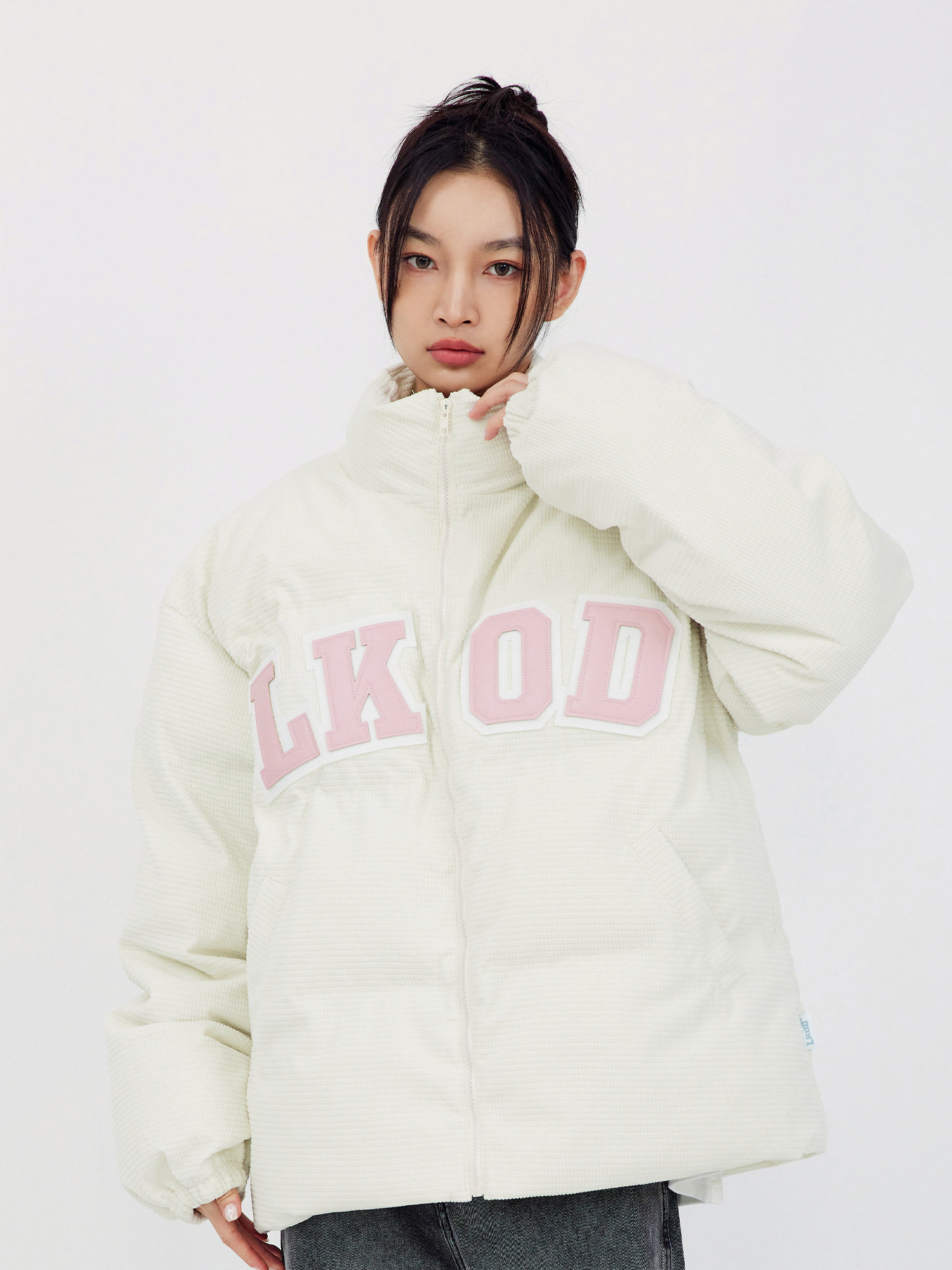 LKSTORE LKOD2022 AUTUMN|WINTER NEW LEATHER LABEL WAFFLE COTTON JACKET THICKENED JACKET FOR MEN AND WOMEN COUPLES TO KEEP WARM