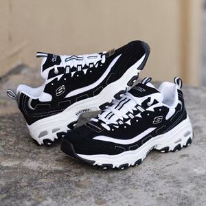 Skechers/斯凯奇 D'Lites 1.0厚底增高复古老爹鞋男女款/黑/纯白