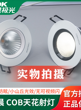 三雄极光LED射灯星晨COB射灯背景墙客厅牛眼灯3W6W开孔5.5-8公分