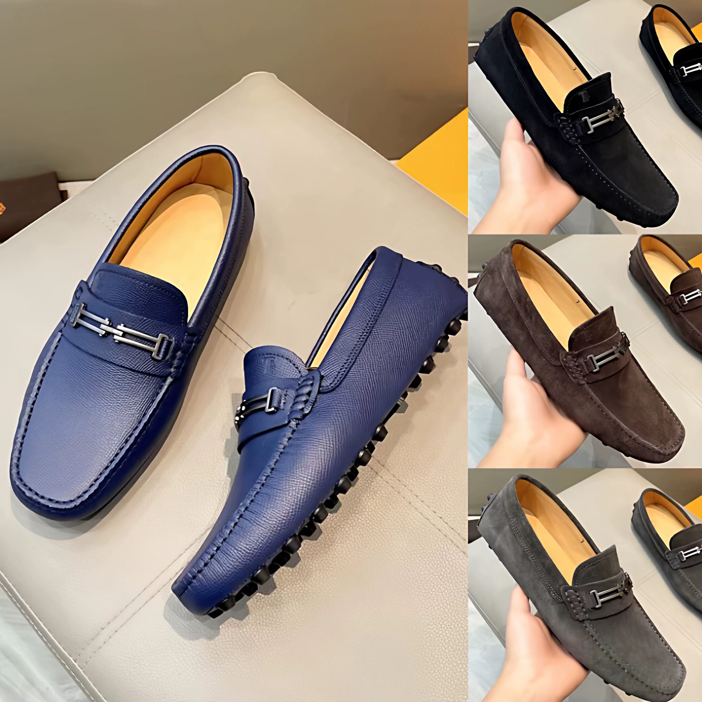 JCTQ高端品牌新款真皮豆豆鞋男休闲透气软底时尚英伦风马衔扣皮鞋