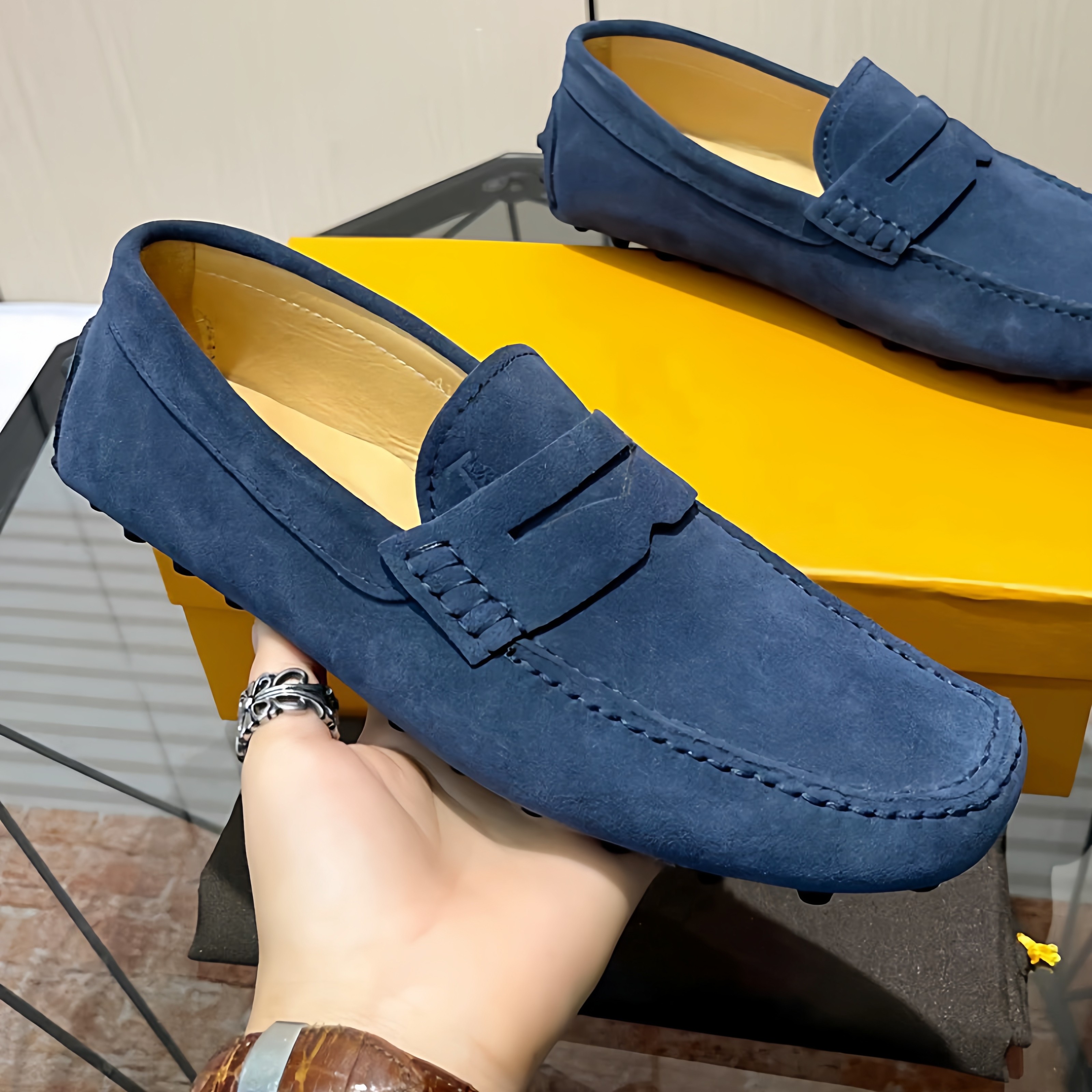 JCTQ欧洲站新款高端真皮豆豆鞋男一脚蹬懒人休闲英伦风驾车乐福鞋