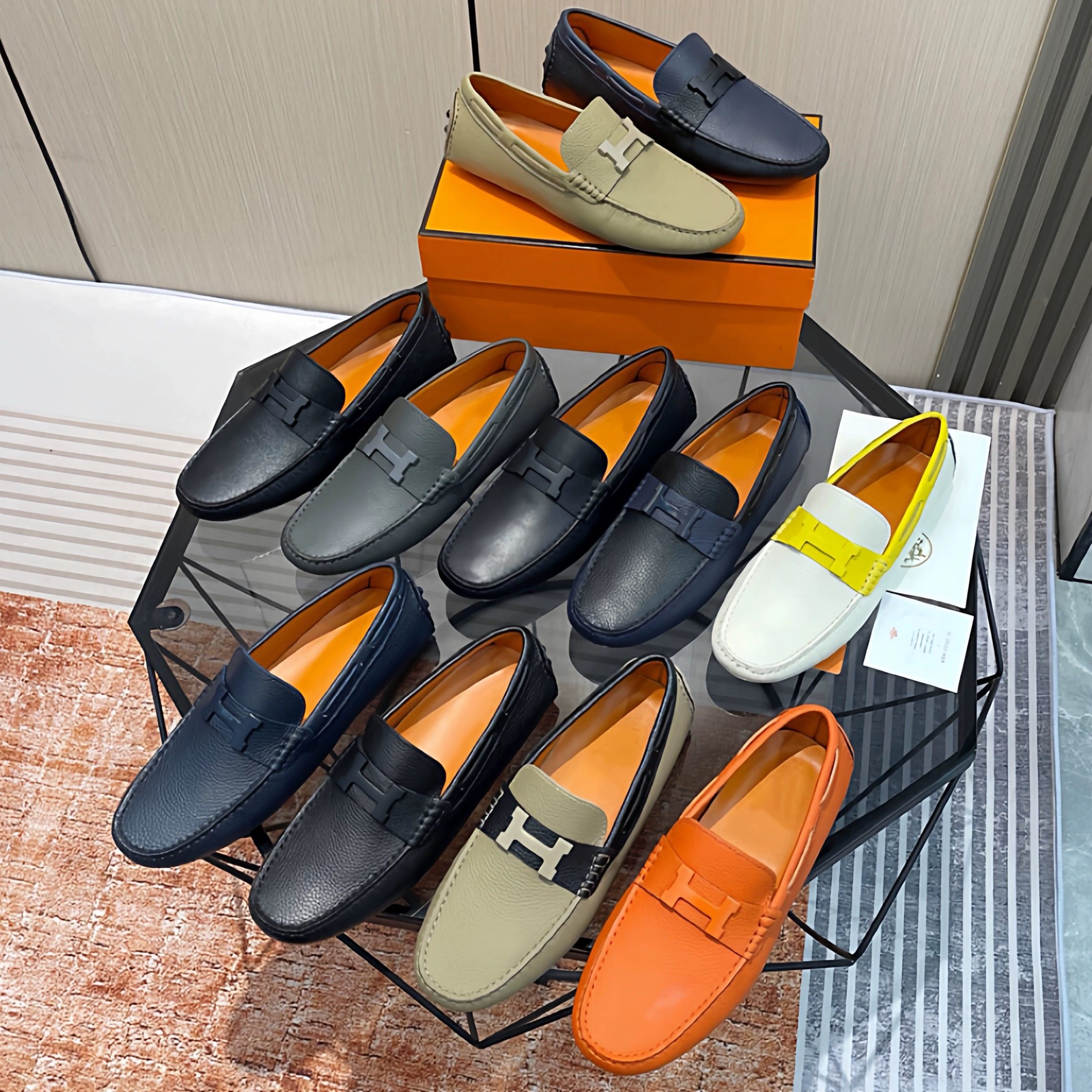 JCTQ直邮高端奢侈品真皮豆豆鞋男英伦风商务懒人驾车潮牌休闲皮鞋