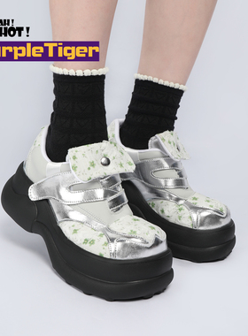 Yeah Hot2025原创设计感时尚百搭拼色清新系带厚底小众单鞋