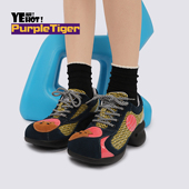 Hot原创厚底鞋 可爱拼色松糕底增高单鞋 女新款 Yeah 四季 个性 女鞋