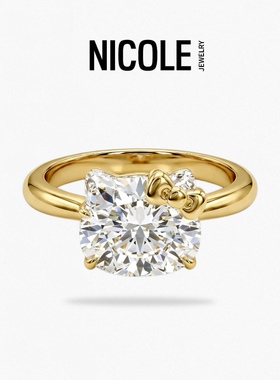 Nicole kitty 蝴蝶结冰花KT猫戒指S925银镀金轻奢小众设计感 甜美