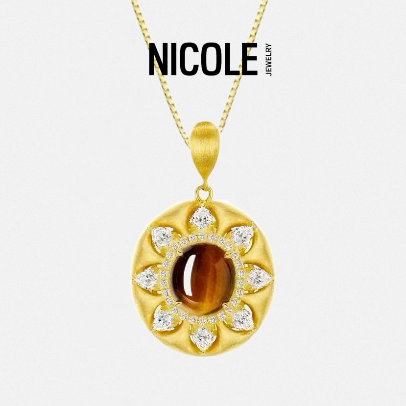 Nicole Jewelry 拉丝虎眼石纯银项链女气质小众设计感时尚毛衣链