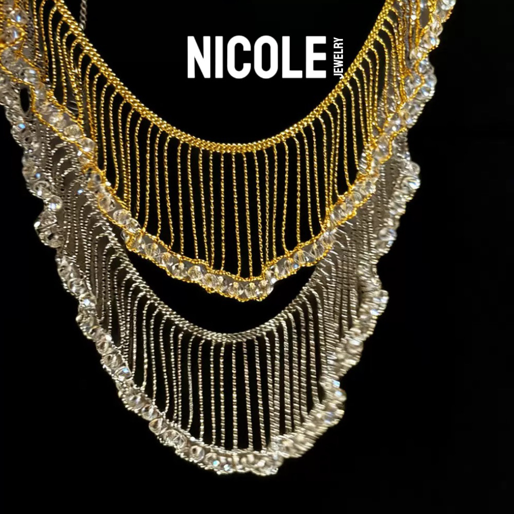 晶缕流华｜手工编织奥地利进口水晶编织锁骨链项链纯银流苏Nicole