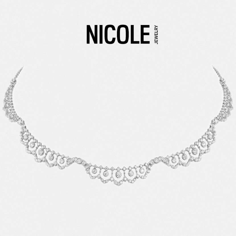 Nicole Jewelry 挚爱蕾丝纯银项链蕾丝工艺奢华珠宝镶嵌造型项链