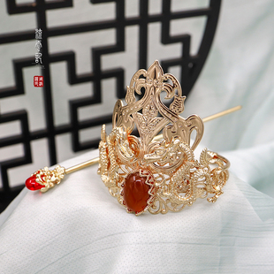 龙冠皇冠玛瑙石发饰头饰仙侠 汉服发冠束发冠男女款 流云记 萧龙