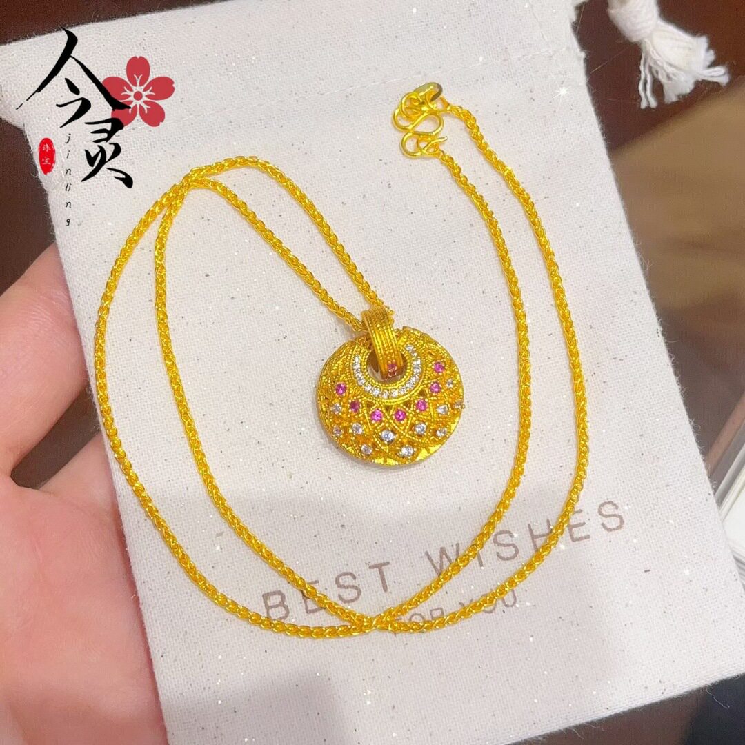 唐彩菱红刚玉点钻镂空锁骨链