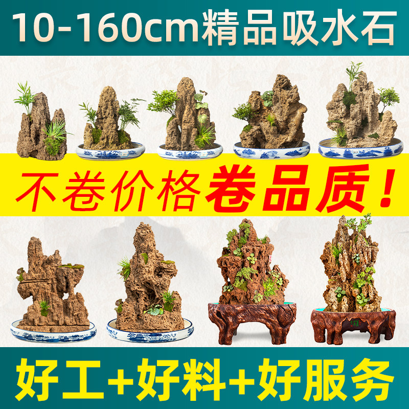 精品吸水石上水石盆景鱼池假山微景观装饰奇石摆件天然原石水锈石
