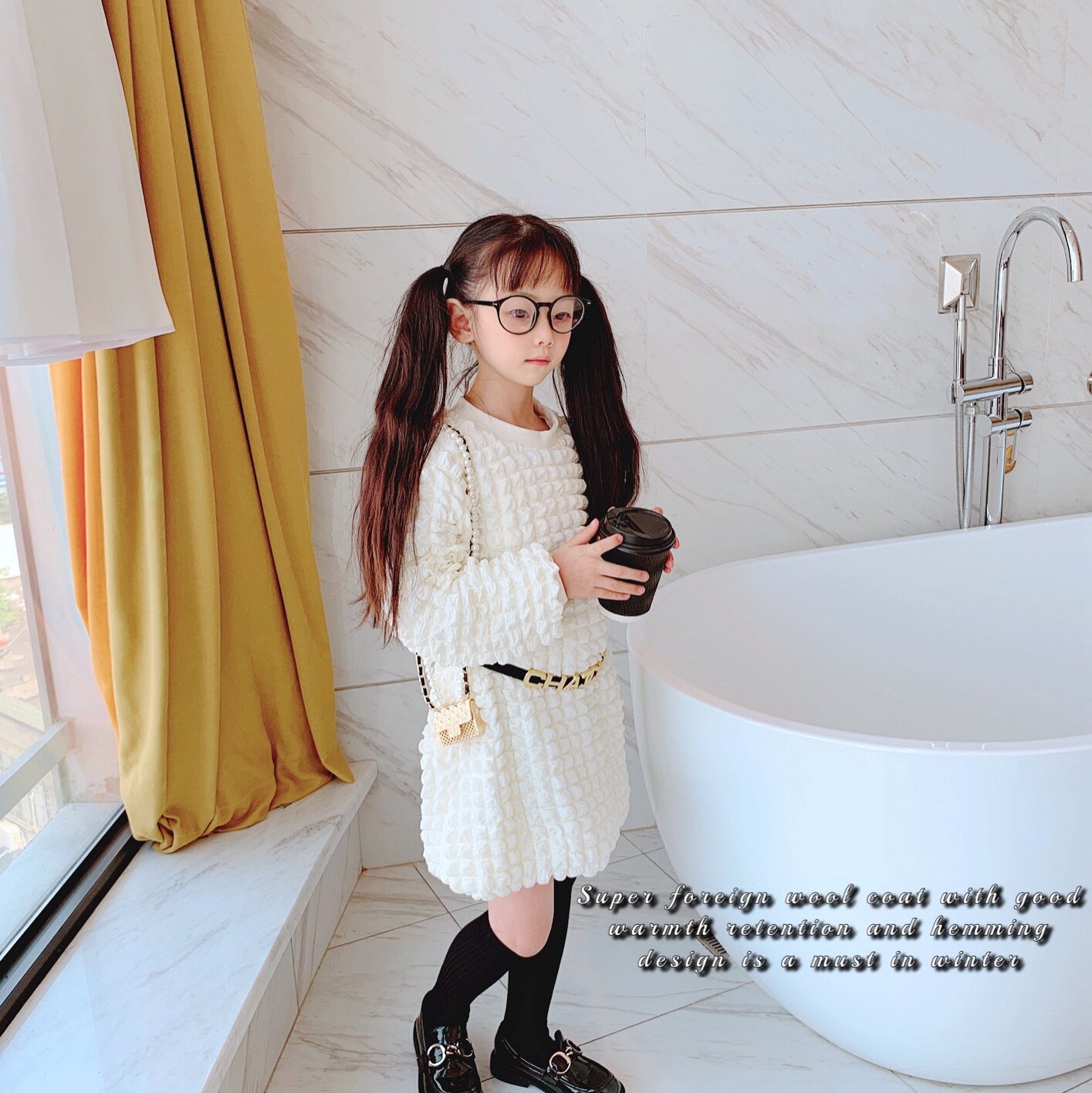 娃娃酱女童儿童2021秋冬新款韩版气质泡泡裙百搭时尚洋气连衣裙潮