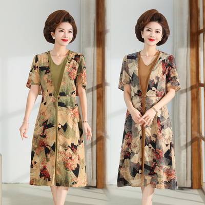 中年妈妈夏装连衣裙2024新款