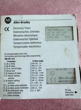 全新原装/Allen-Bradley 700-FSM4UU23 时间继电器 现货