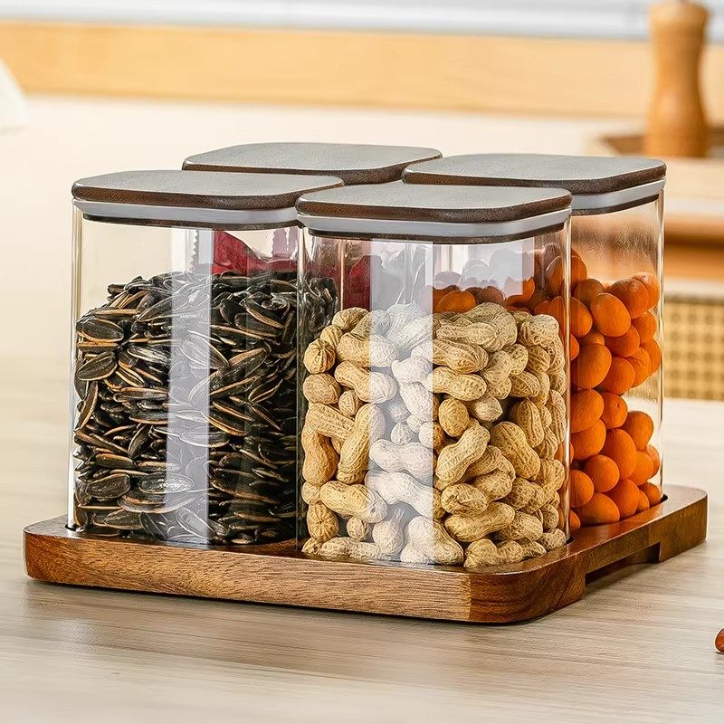 日本方形玻璃密封收纳盒零食盒