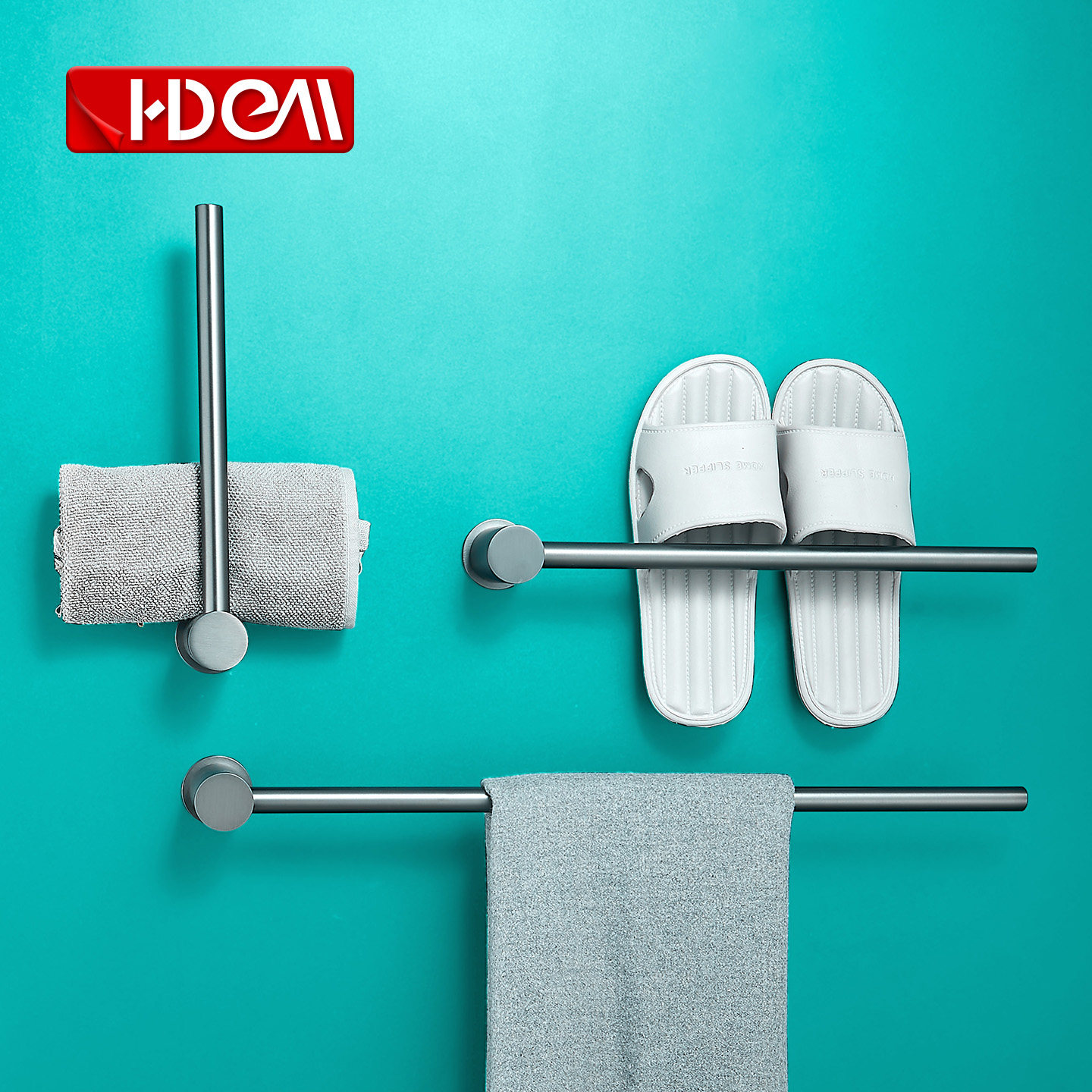 德国海德曼全铜极简毛巾架免打孔卫生间毛巾杆浴室轻奢浴巾架单杆