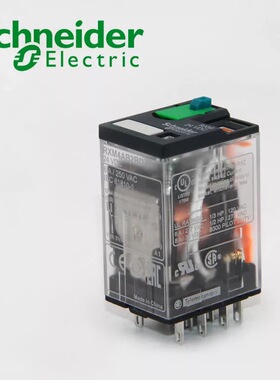 施耐德小型继电器RXM4AB2BD DC24V带灯中间继电器 6A14脚四开四闭