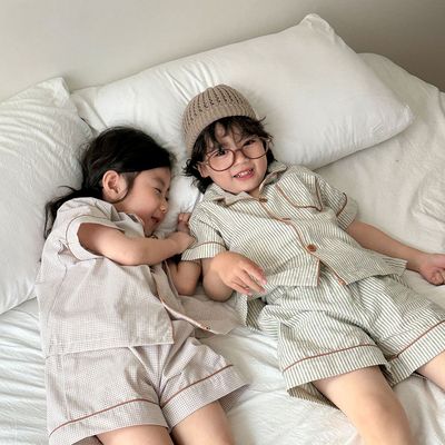 儿童睡衣2025夏季薄款男童a类纯棉空调服套装宝宝短袖短裤家居服