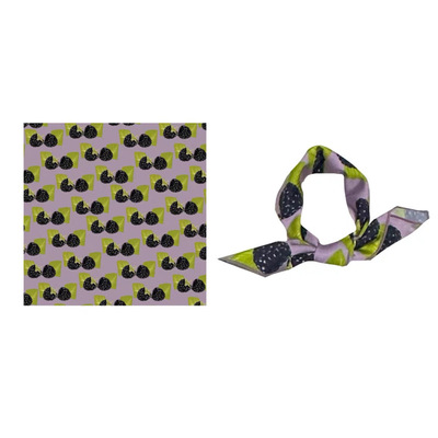 酷黑莓～Flora小众趣味水果印花甜酷女孩复古紫韩版方巾丝巾头巾