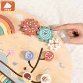 忙碌板蒙氏木质玩具婴幼儿游戏套装 手眼协调训练早教益智彩虹积木