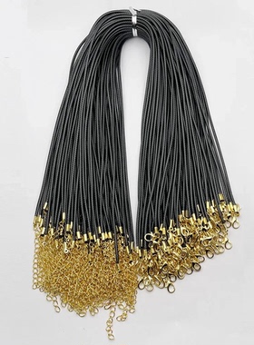 蜡皮绳项链45cm+5cmdiy韩国蜡线项链绳黑色龙虾扣吊坠挂绳项链