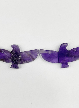 紫水晶天然石半宝石雕刻老鹰个性虎眼玛瑙小吊坠DIY手工制作批发