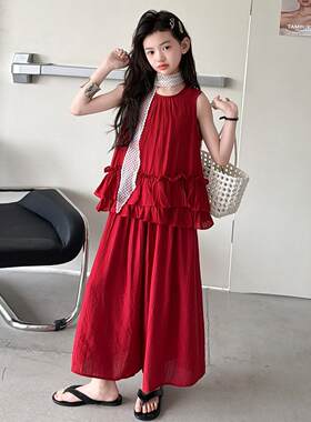 女童夏套装2026新款儿童夏装衣服女孩独特漂亮童装女装背心阔腿裤