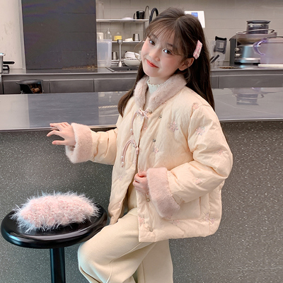 女童棉服冬装2025新款洋气儿童加厚羽绒棉衣外套大童冬季国风棉袄