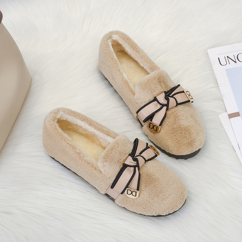 毛毛鞋女冬外穿棉鞋子厚底豆豆鞋