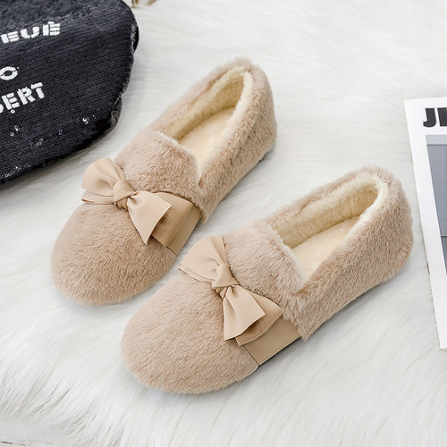 毛毛鞋女冬外穿厚底豆豆鞋棉鞋子